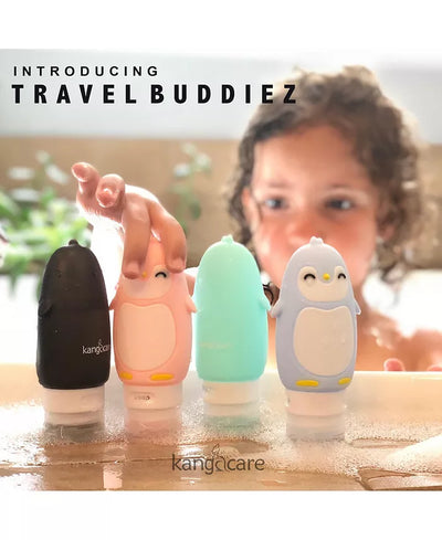 Travel Buddiez - Penguin Family (4 Pack) Multicolored 3Oz Silicone Reusable Bottles