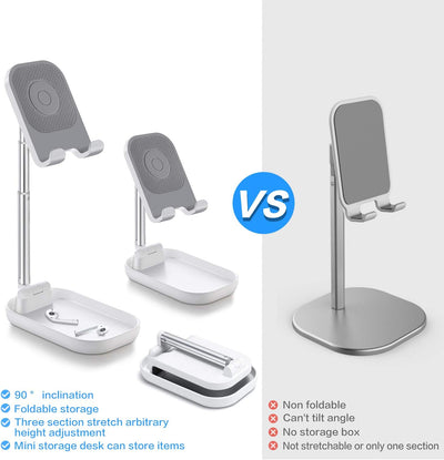 Cell Phone Stand Adjustable Desktop Phone Holder Tablet Stand for Desk Foldable Phone Stand for Desk Cell Phone Holder for Desk for 13 12 11 Pro Xs Max Xr X 8/Galaxy Samsung All Smartphones