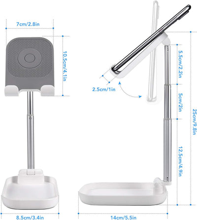 Cell Phone Stand Adjustable Desktop Phone Holder Tablet Stand for Desk Foldable Phone Stand for Desk Cell Phone Holder for Desk for 13 12 11 Pro Xs Max Xr X 8/Galaxy Samsung All Smartphones