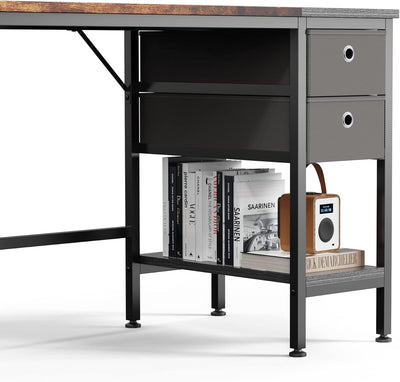 Office Desk, Computer Desk with Drawers 55" Study Writing Desks for Home with Storage Shelves, Desks & Workstations for Home Office Bedroom