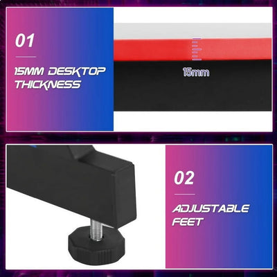 Desk with Headphone Hook, Z-Shape Gaming Design, for Adults, Red