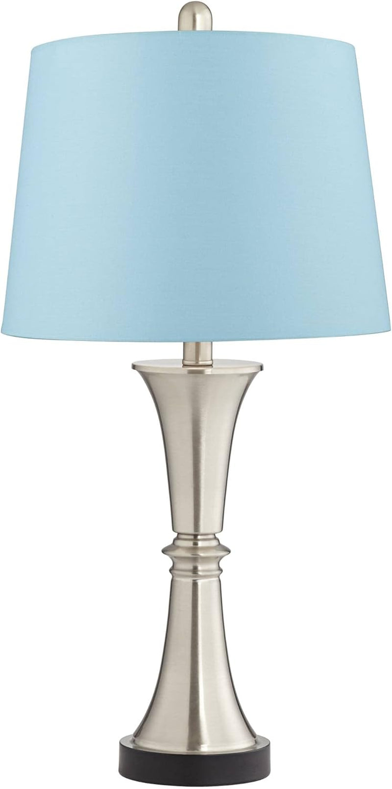 Seymore Modern Table Lamps 26" Tall Set of 2 with USB Charging Port Silver LED Touch on off Blue Hardback Drum Shade for Bedroom Living Room House Home Desk Bedside Nightstand