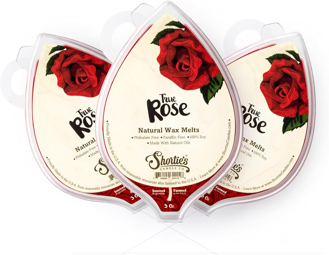 True Rose Soy Wax Melts 3 Pack - 3 Highly Scented 3 Oz. Bars - Made with 100% Soy and Essential Fragrance Oils - Phthalate & Paraffin Free, Vegan, Non-Toxic