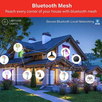 Smart Light Bulbs, Color Changing Alexa Light Bulb Bluetooth Mesh That Work with Alexa Only, Dimmable LED Bulb A19 E26 Multicolor, High CRI, High Brightness, 9W 800LM, 6-Pack, No Hub Required