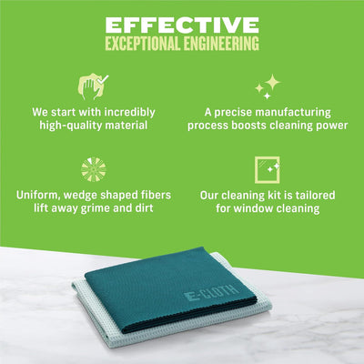 Microfiber Cleaning Cloth Glass Kit - Microfiber Towel Window Cleaning Kit - Microfiber Towels for Cars, Windows, Mirrors, & More - Winter Green