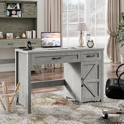 Farmhouse 47" Executive Desk, Computer Desks with Drawers and Cabinet, Workstation Computer Desks for Study and Home Office