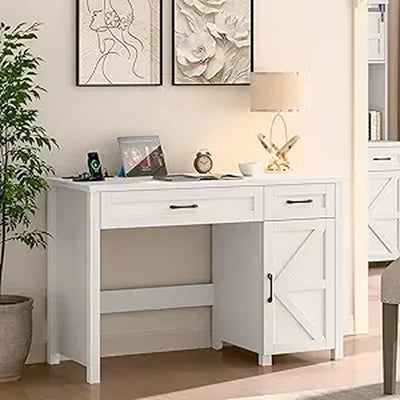 Farmhouse 47" Executive Desk, Computer Desks with Drawers and Cabinet, Workstation Computer Desks for Study and Home Office