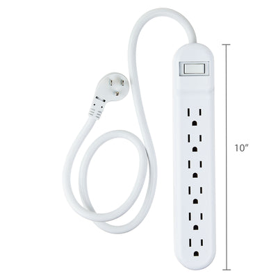 . 6-Outlet Surge Protector, 2 Pack, 2.5Ft Power Cord, White