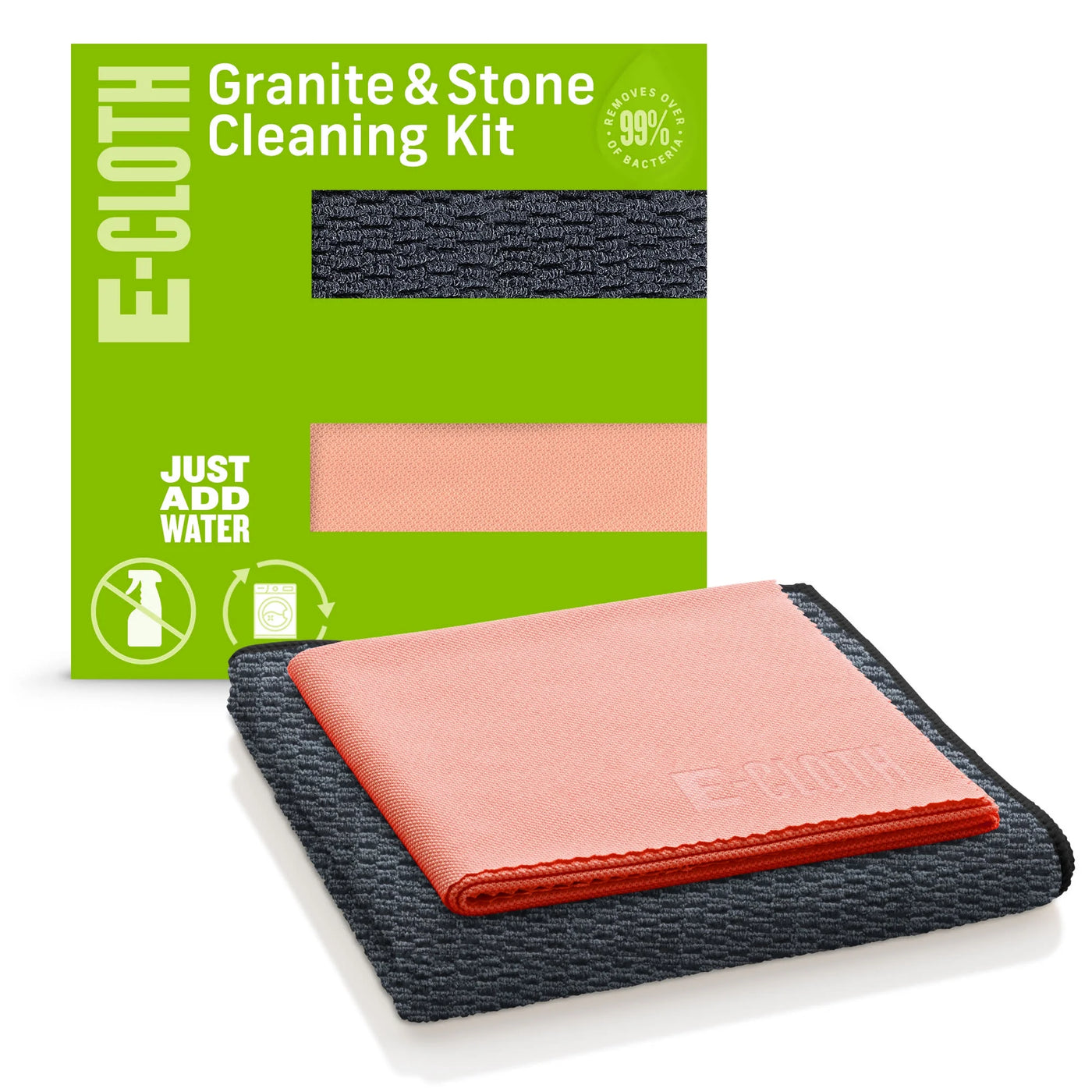 Granite & Stone Cleaning Kit Contains Effective Streak-Free Microfiber Cleaner for Countertops, 2 Cloth Set