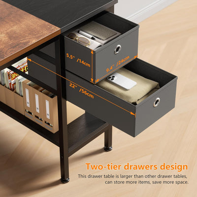 Office Desk, Computer Desk with Drawers 55" Study Writing Desks for Home with Storage Shelves, Desks & Workstations for Home Office Bedroom