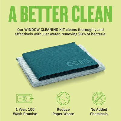 Microfiber Cleaning Cloth Glass Kit - Microfiber Towel Window Cleaning Kit - Microfiber Towels for Cars, Windows, Mirrors, & More - Winter Green