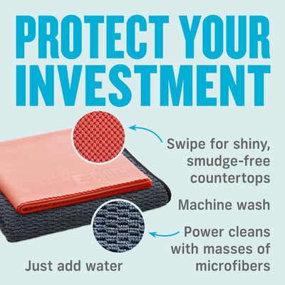 Granite & Stone Cleaning Kit Contains Effective Streak-Free Microfiber Cleaner for Countertops, 2 Cloth Set