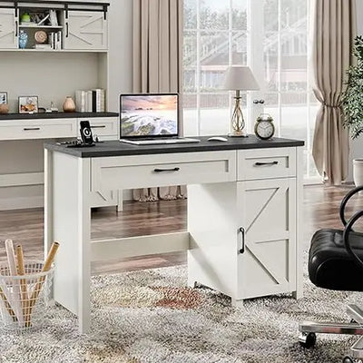 Farmhouse 47" Executive Desk, Computer Desks with Drawers and Cabinet, Workstation Computer Desks for Study and Home Office