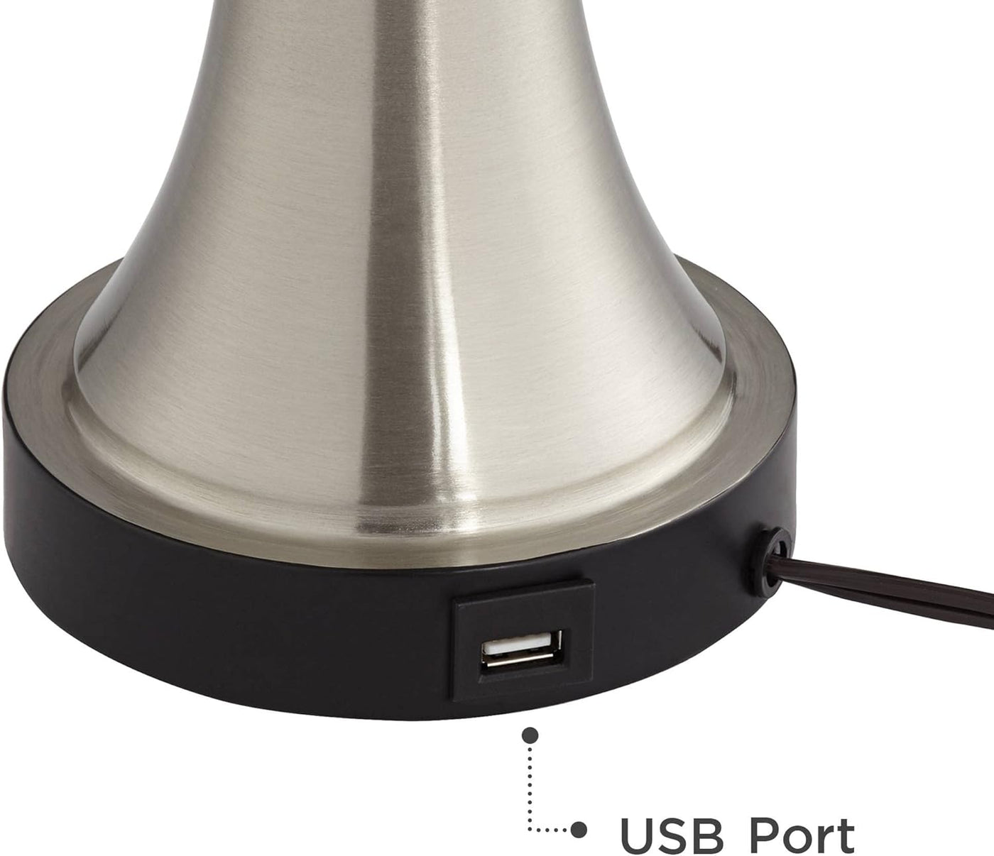 Seymore Modern Table Lamps 26" Tall Set of 2 with USB Charging Port Silver LED Touch on off Blue Hardback Drum Shade for Bedroom Living Room House Home Desk Bedside Nightstand