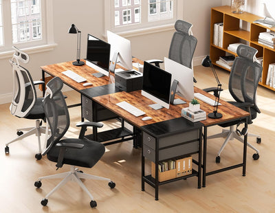 Office Desk, Computer Desk with Drawers 55" Study Writing Desks for Home with Storage Shelves, Desks & Workstations for Home Office Bedroom