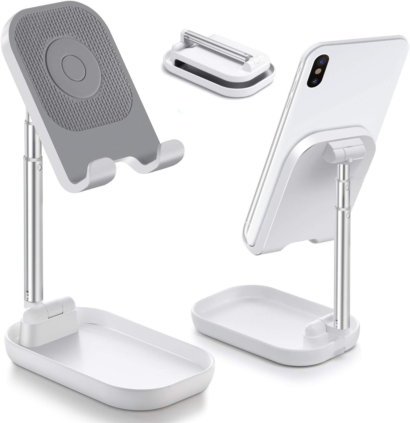 Cell Phone Stand Adjustable Desktop Phone Holder Tablet Stand for Desk Foldable Phone Stand for Desk Cell Phone Holder for Desk for 13 12 11 Pro Xs Max Xr X 8/Galaxy Samsung All Smartphones