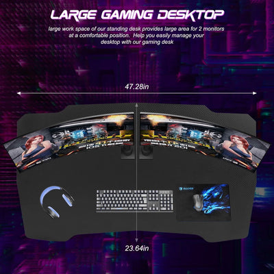 Desk with Headphone Hook, Z-Shape Gaming Design, for Adults, Red
