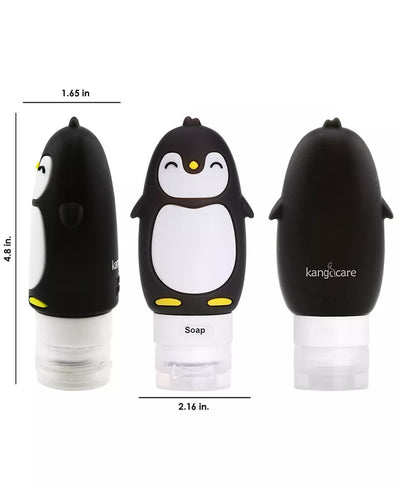 Travel Buddiez - Penguin Family (4 Pack) Multicolored 3Oz Silicone Reusable Bottles