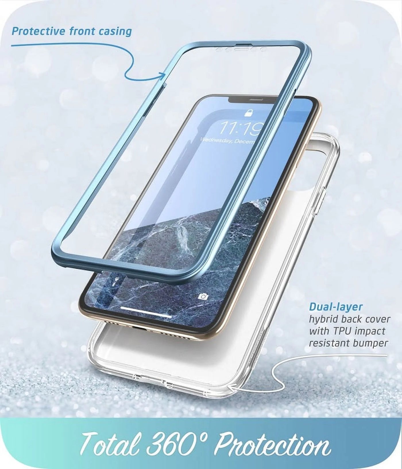 Cosmo Series Case for Iphone 11 Pro 2019 5.8 Inch, Slim Full-Body Stylish Protective Case with Built-In Screen Protector(Blue)