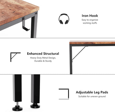 Office Desk, Computer Desk with Drawers 55" Study Writing Desks for Home with Storage Shelves, Desks & Workstations for Home Office Bedroom