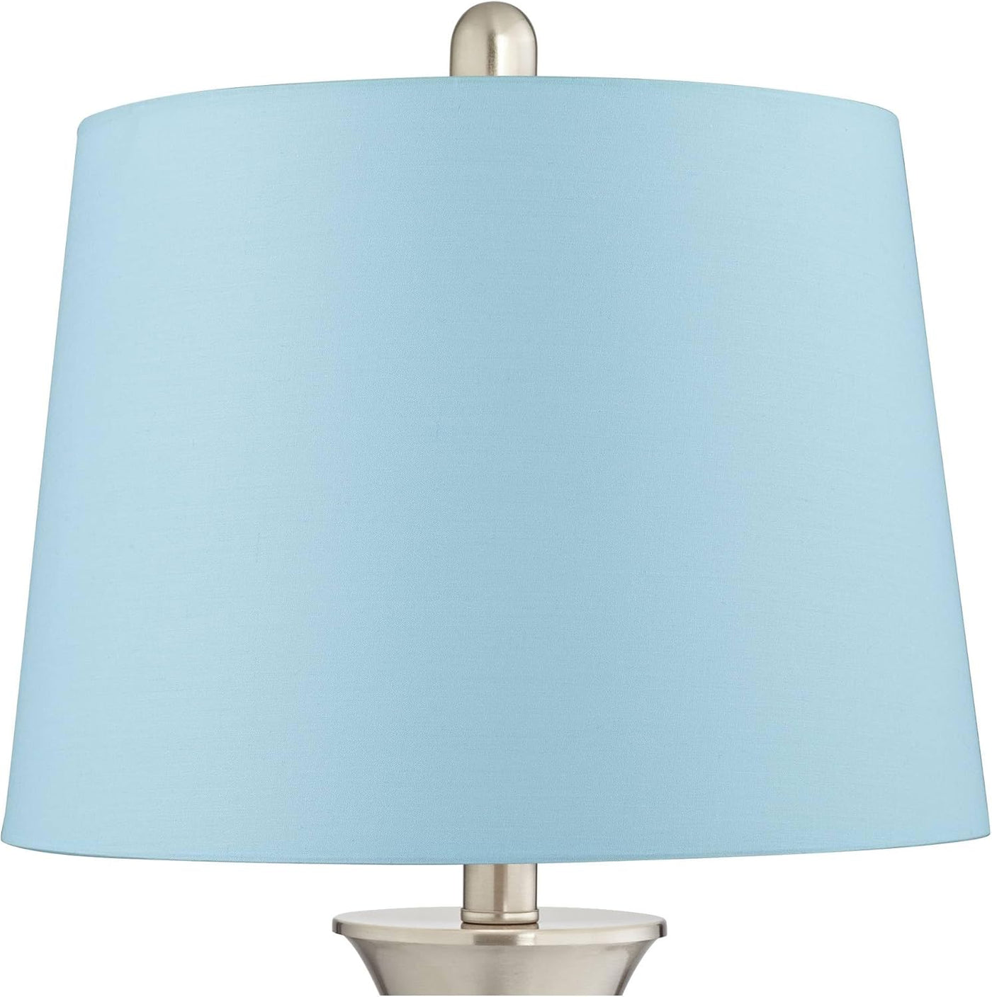 Seymore Modern Table Lamps 26" Tall Set of 2 with USB Charging Port Silver LED Touch on off Blue Hardback Drum Shade for Bedroom Living Room House Home Desk Bedside Nightstand