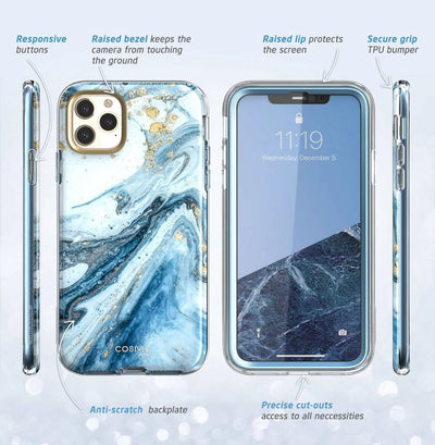 Cosmo Series Case for Iphone 11 Pro 2019 5.8 Inch, Slim Full-Body Stylish Protective Case with Built-In Screen Protector(Blue)