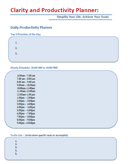 Productivity Success Work life balance planner