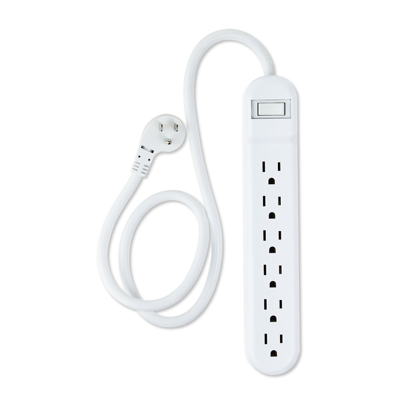 . 6-Outlet Surge Protector, 2 Pack, 2.5Ft Power Cord, White