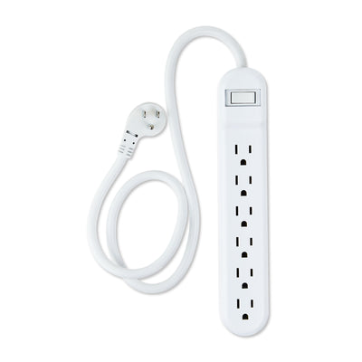 . 6-Outlet Surge Protector, 2 Pack, 2.5Ft Power Cord, White
